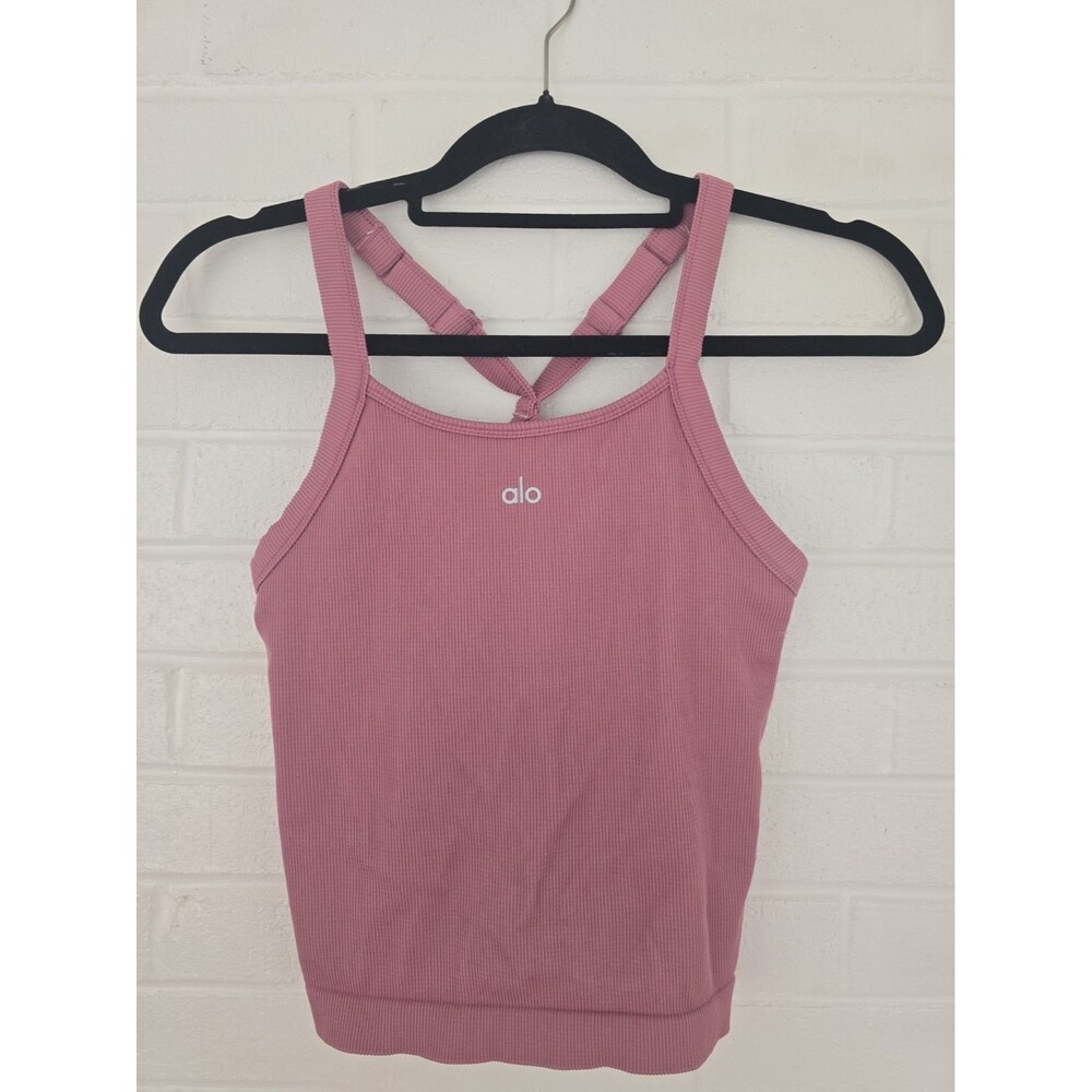 Alo Yoga Seamless Ribbed Favorite Bra Tank Size XS Pink